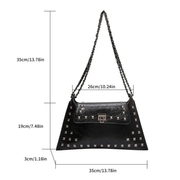 Chic Rivets Chain Vintage Studded Bag - Picture 2 of 4